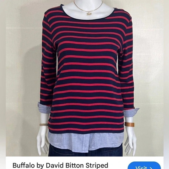 Buffalo David Bitton, twofer,breton stripes sweater,coastal,small,EC - Picture 1 of 10